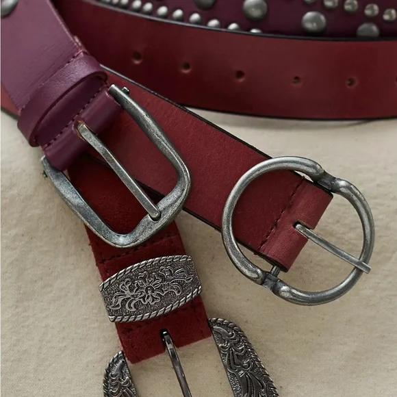 NWT Free People Red and Silver Belt We The Free Brando Hip Belt | Free People main image 3